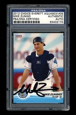 MIKE ZUNINO SIGNED MINT 2012 EVERETT AQUASOX PSA/DNA AUTOGRAPHED TAMPA BAY RAYS