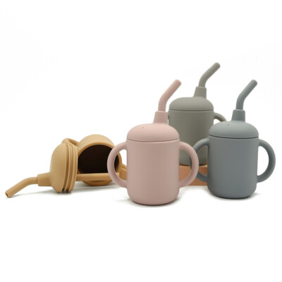 Kleinkind Schnabeltasse mit Strohhalm Trainingsbecher für Babys auslaufsicher rutschfester Griff