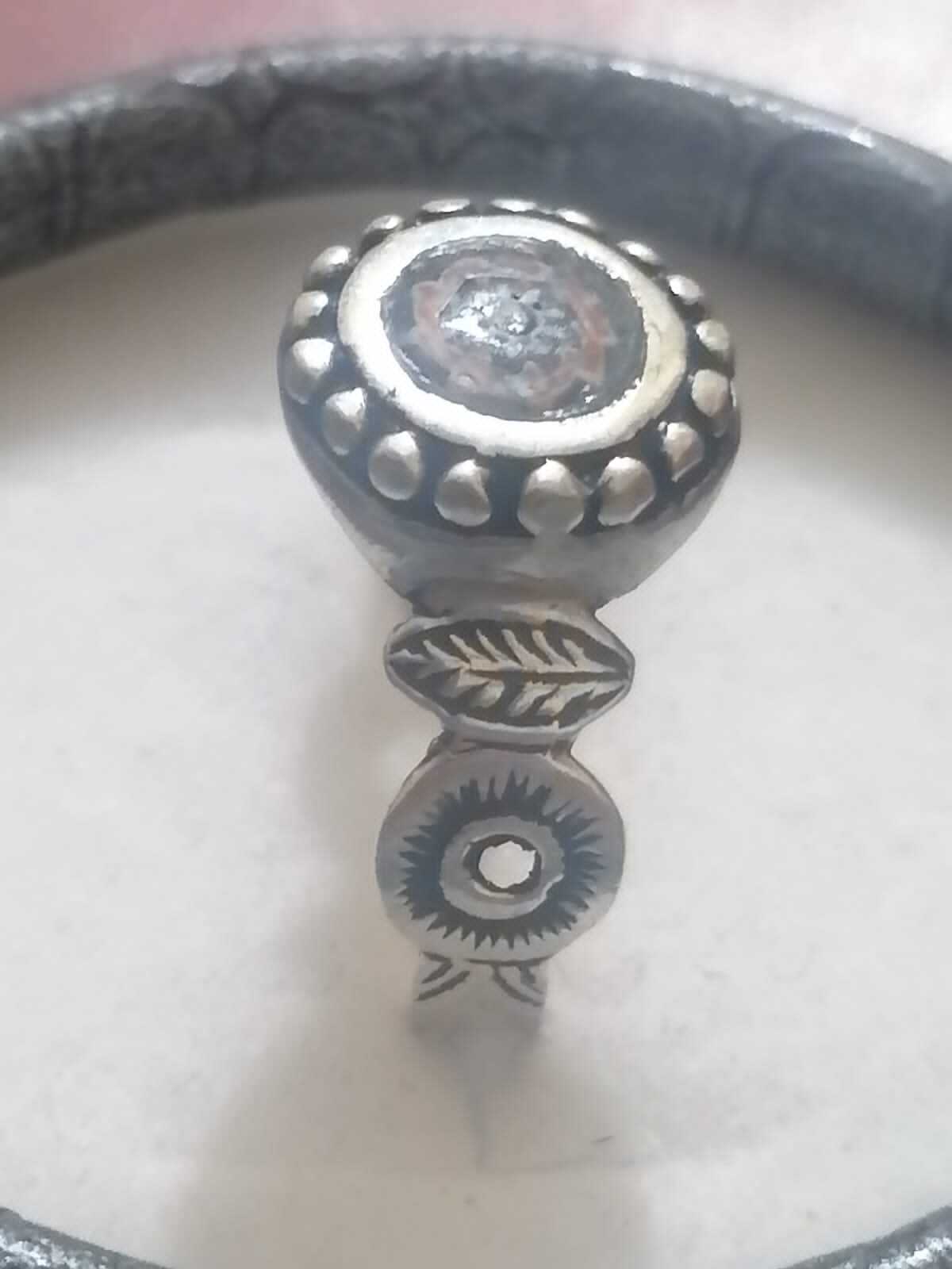 Vtg Moroccan Solid Silver Ring Enameled Multi Lay… - image 4