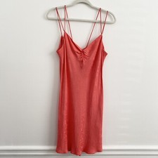 Zara Jacquard Chemise Dress in Coral Pink size Large