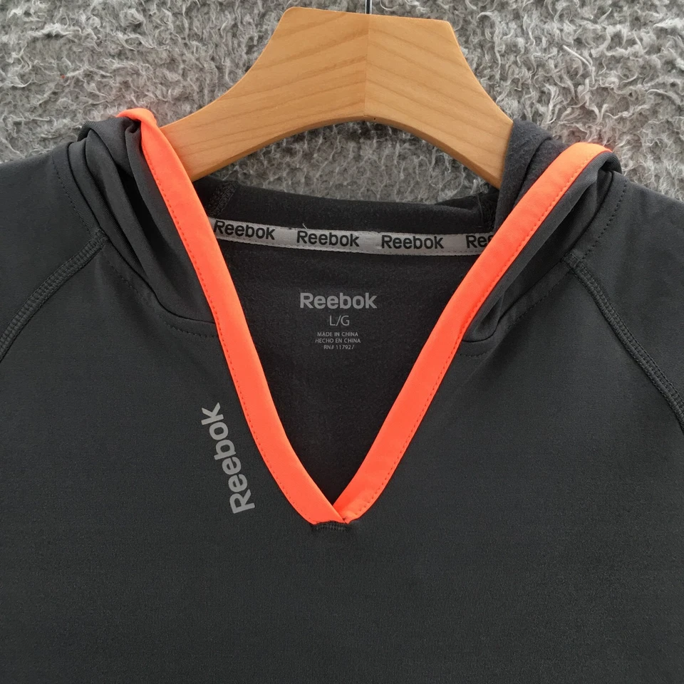 Sudadera con Capucha Reebok Mujer Grande Gris Forrada de Vellón Manga Larga Bolsillo Frontal Foto 4 de 4