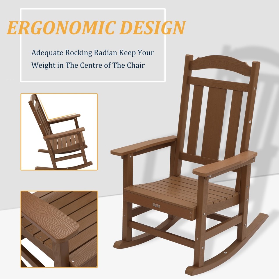Clihome HIPS Presidential Outdoor Rocking Chair Large Porch Rocking ...