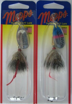 2 - Mepps  Aglia Spinner - 1/4 oz.- Silver/Gray & Rainbow Trout/Gray