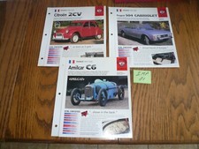 Three from France Hot Cars UNIQUE IMP BROCHUREs - IMP 81 Amilcar Citroen Peugeot