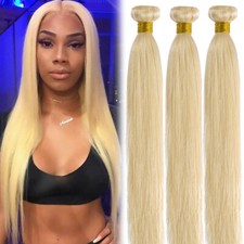 Bleach Blonde Sew In 100 Virgin Human Hair Weave Extensions Thick 300G 3Bundle