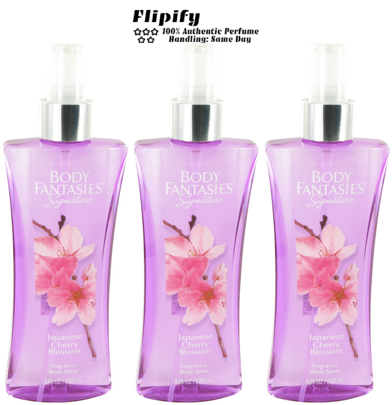 3 x Body Fantasies Signature Japanese Cherry Blossom 8 oz Body