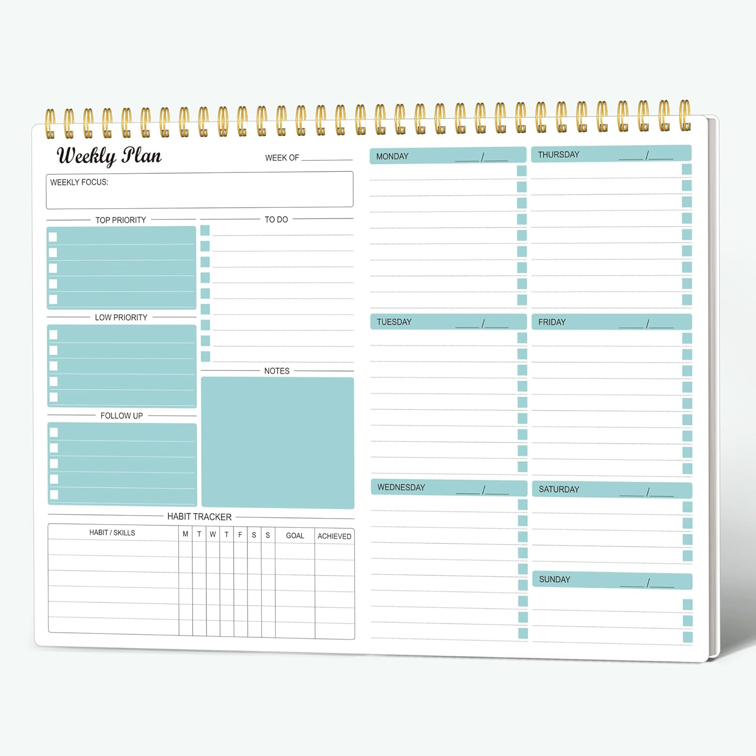 Notepad Undated Weekly Goals Schedule Planner to Do List Notebook Planning Pad C