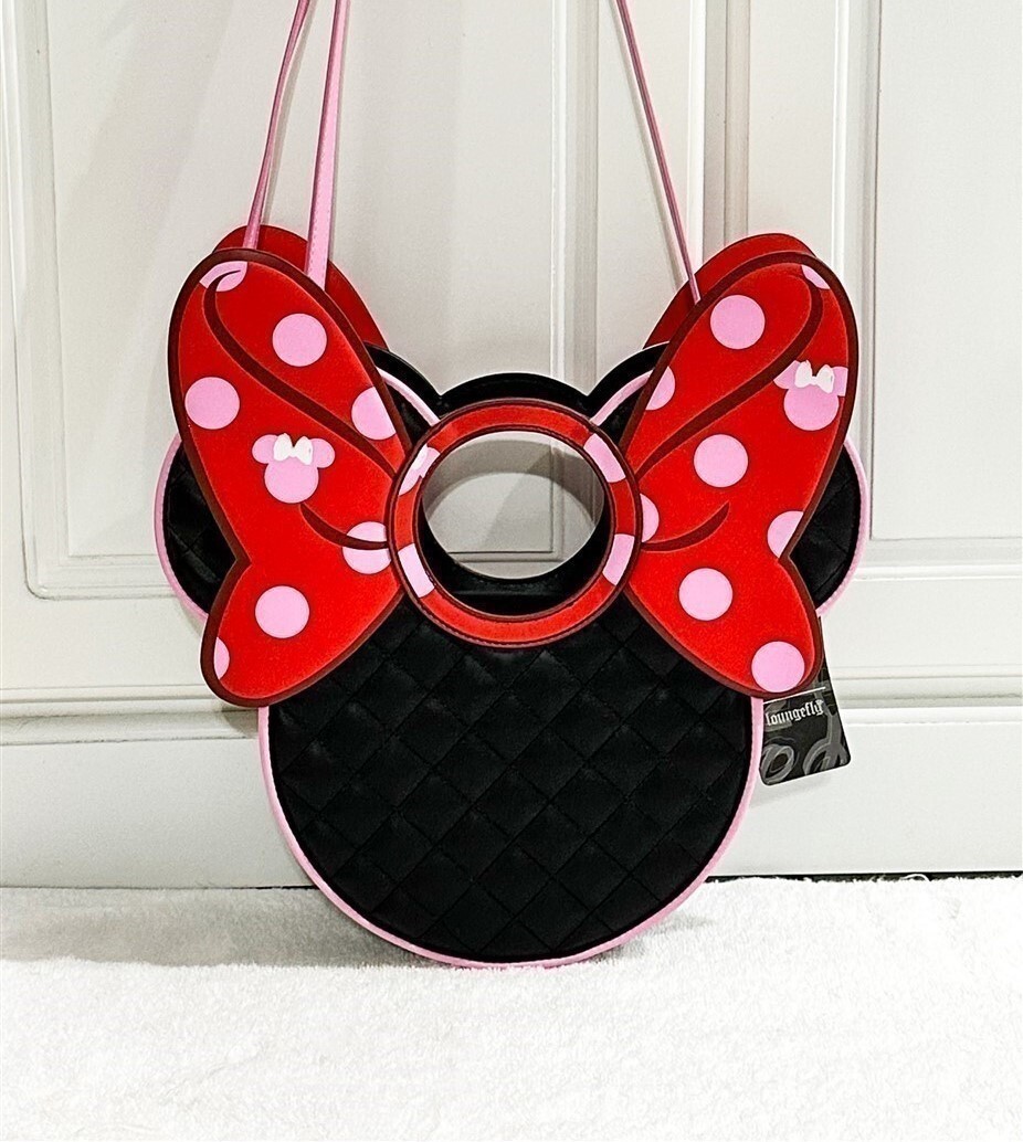 Loungefly X Disney Minnie Mouse Quilted Bow Head Crossbody  display picture 3