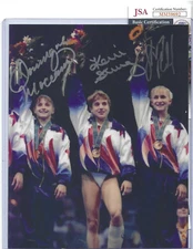 1996 USA Olympic Gymnastics Autographed 8x10 Photo JSA COA (3) Strug,Miller