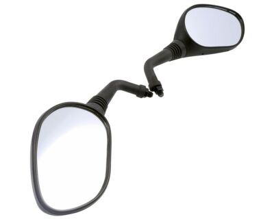 Spiegel Motorrad universal BASIC schwarz/weisse Einlage, M10 Rechtsgewinde, Paar