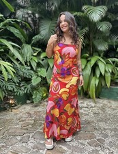 Farm Rio New Backless Red Fruit Print Maxi Dress