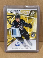 Carson Lambos 17/49 Auto Patch 2021-22 Upper Deck SP Game Used Hockey (JC7)
