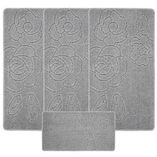 4pc Washable Rug Mat Set Caravan Romany Anti-Allergic Non-Slip Tourier