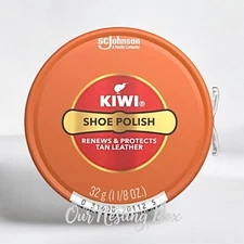 Kiwi Shoe Polish Tin, Tan 1.125 Oz Renews & Protects Leather