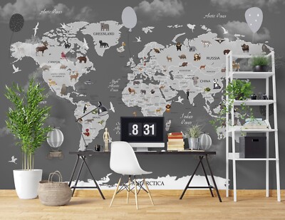 3D World Map ZHUA4121 Wallpaper Wall Murals Removable Self-adhesive Ann