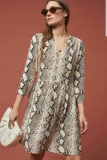 Anthropologie Maeve Juno Snake Print Button Down Long Sleeve Shirt Dress Small