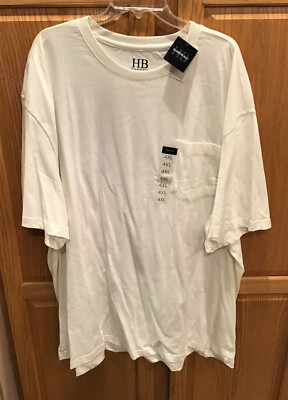 DXL Harbor Bay Men Front Pocket Cotton T-Shirt White Size 4XL Big  Tall NWT