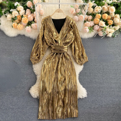 long sleeve gold midi dress Miss Circle Shay Gold Stretch Knit Backless Long Sleeve Maxi Dress XS-S main image 0