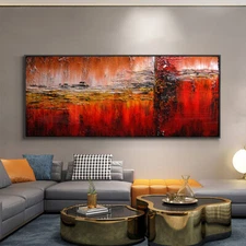 Red Abstract Oil Painting On Canvas Handpainted Without Frame Textured Modern