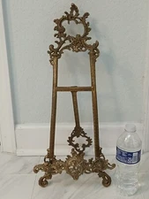 Tall  20" Ornate Brass Easel Art Nouveau Tabletop Book Painting Photo Stand 