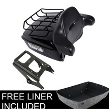 Black King Trunk Pad w/ Mount Rack Fit For Harley Road Glide 09-13