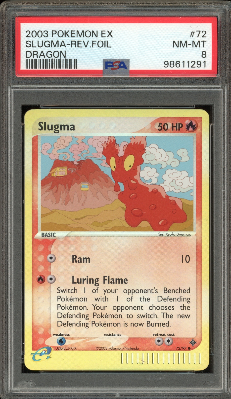 Pokemon Slugma EX Dragon Reverse Holo #72 PSA 8