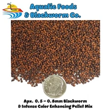 0.5 - 0.8mm  Blackworm & Intense Coloring Pellet Mix, Cichlids, Discus, Baby Koi