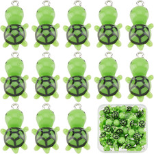1 Box 30Pcs Turtle Beads Turtles Charms Bulk Green Resin Tortoise Sea Flatback C