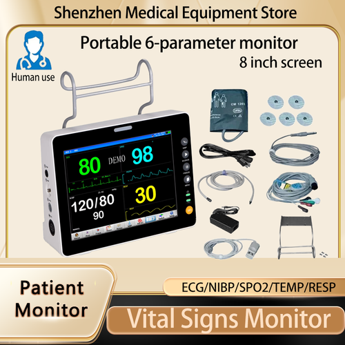 Human Use 8-inch Multi-parameter Portable Patient Monitor Vital Signs ...