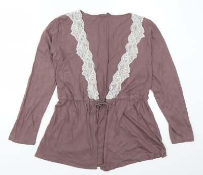 Marks and Spencer Damen Lila V-Ausschnitt Baumwollmischung Cardigan Größe 14