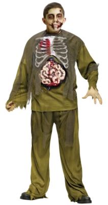 Boys Child Scary Evil Deluxe Bleeding Stomach Guts Zombie Costume Outfit