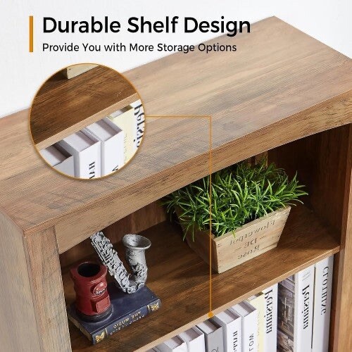 5 Tier Wooden Bookcase, 65in Open Display Bookshelf for Home, Bedroom, Office