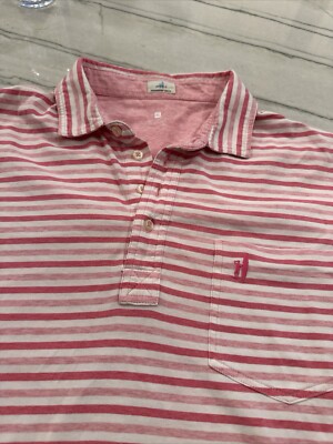 Johnnie-O Hangin' Out Dante Cotton Polo Shirt Confetti Men X-Large Pink White