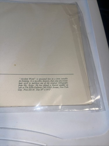 Robert Riggs's Ltd ed. Lithographie "Unfallstation" mit Darstellung einer Notaufnahme - Bild 7 von 7