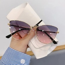 Cat Eye Sunglasses Small Metal Frame UV400 Retro Street Style Women Glasses