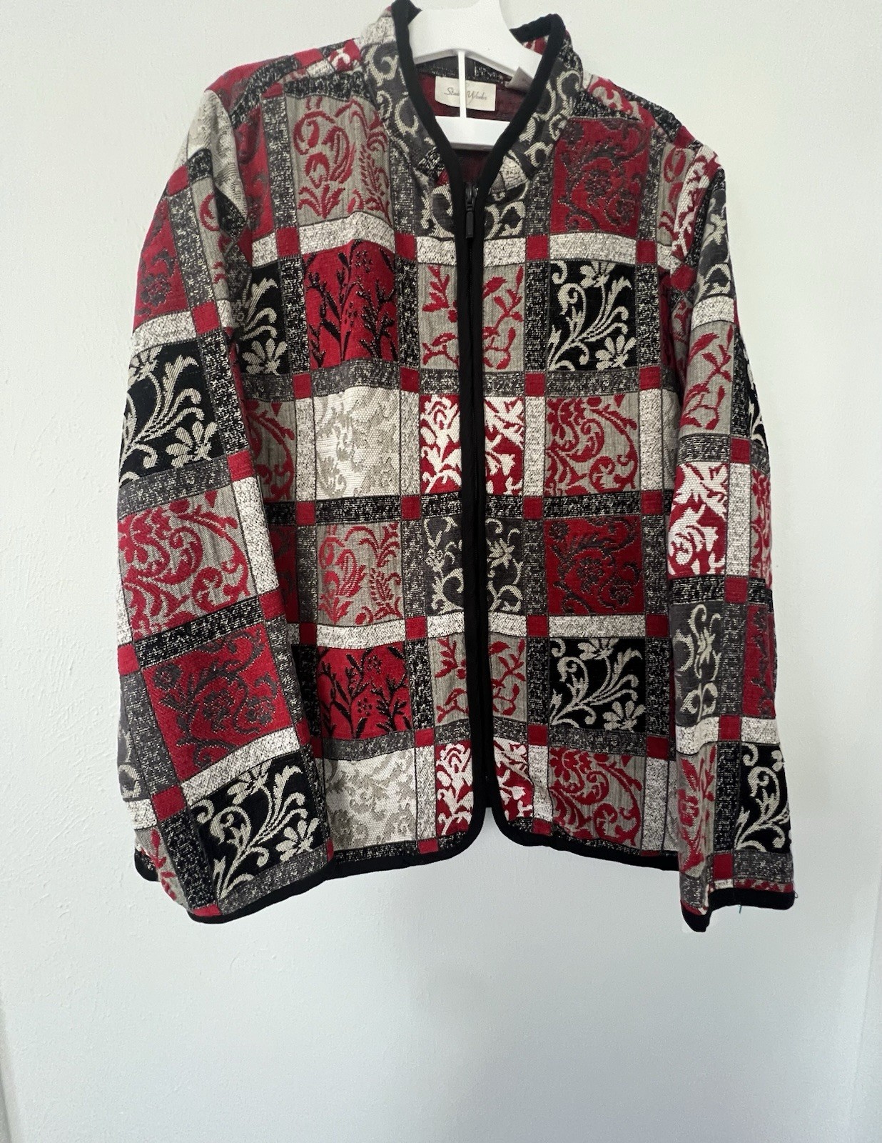 Studio Works Patchwork Zip Front Cardigan Sweater… - image 1
