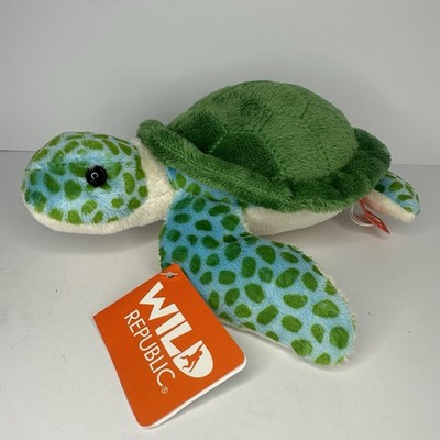 Wild Republic Green Sea Turtle 8'' Plush Toy Stuffed Animal Sea Critters NWT