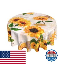 Yilad Vintage Sunflower Round Tablecloth 60" Washable Reusable Kitchen Party