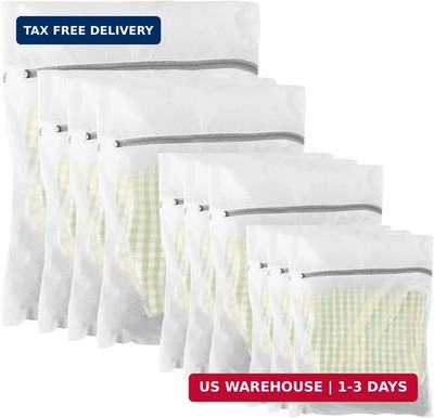 10 Pack Mesh Laundry Bags for Delicates with Non Rust Zipper- MDSXO White Laundr