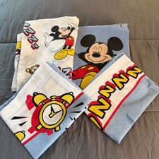 Disney Sleeping Mickey Bed Sheet Set Full Size Vintage ZZZZ Alarm Clock Bedding