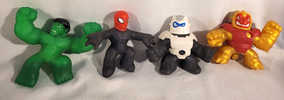 4 Heroes of Goo Jit Zu Marvel Hulk, Spiderman, Cosmic Pantaro, Sun Fire Blazagon