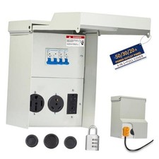 20-30-50 Amp RV Electrical Panel Box - 30 Amp Weatherproof RV Plug Outlet,