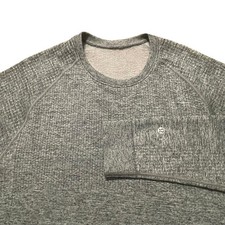 Lululemon Sweater Mens Large Gray Marled Ribbed Fleece Lined Pullover Foil Slim