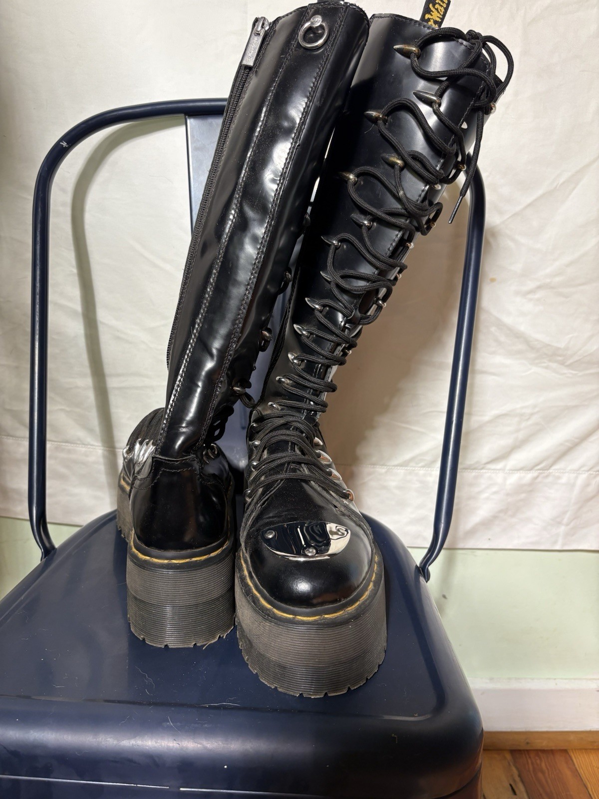 SAOLA Stivali al ginocchio Dr Martens 1B60 Max doppia suola plateau gotico rari! Taglia 8 EU 39