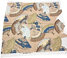 Donghia Textiles Upholstery Fabric Vintage 1981 "Floating World" Beige Asian Fan