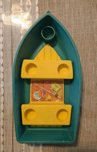 Vintage Fisher Price little people green boat rowboat for Camper set 994
