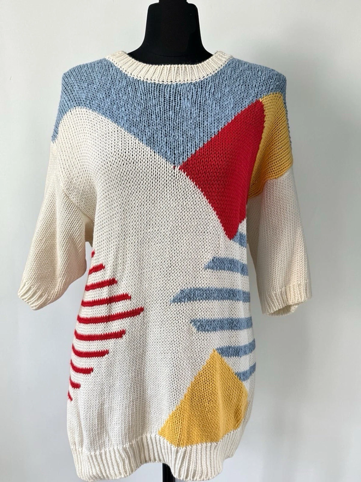VTG Koret 80’s Sweater Geometric Valley Girl Short Sleeve SZ XL
