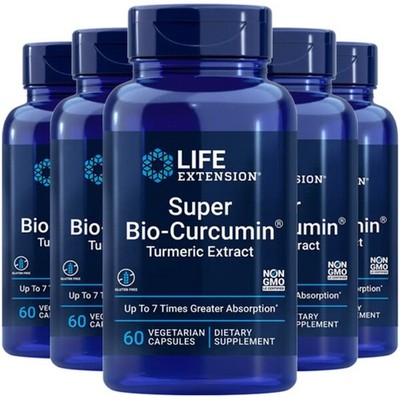 5 PACK Super Bio-Curcumin Turmeric Extract, 400mg Life Extension - 60 capsules