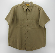 VINTAGE Big Yank Shirt Men Large Brown Khaki 70s Button Up Union Workwear