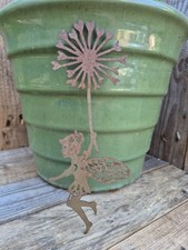 Rustic Metal Fairy with Dandelion – Hanging or Screw‑Fix Garden Pot Ornament
